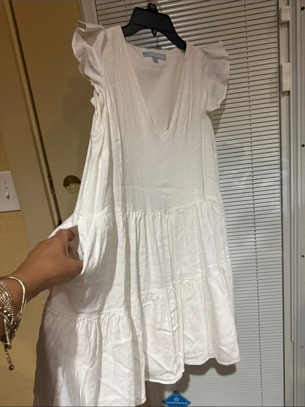ANTONIO MELANI White Tiered V-Neck Girls' Dress